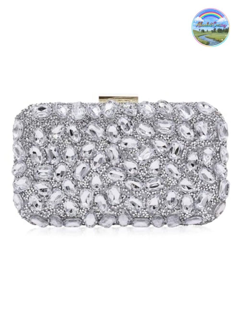 Crystal Evening Clutch Bag Gold Metal Frame Wedding Prom Purse